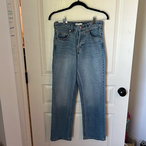 High Waist Straight Jeans w/ button fly - Picture 2 of 14